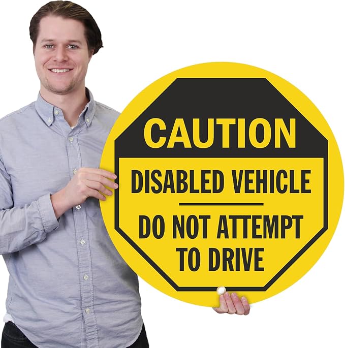 SmartSign Caution - Disabled Vehicle, Do Not Attempt to Drive Steering Wheel Lock Out Cover | 24" x 24", Made in USA