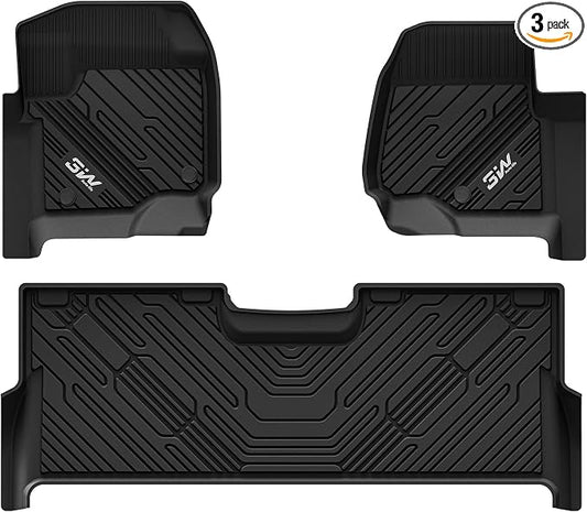 3W Floor Mats Fit for Ford F250 F350 F450 F550 2017-2025 2026 Super Duty Crew Cab Bucket Seat with Under Seat Storage, All Weather TPE Custom Fit F 250 Floor Liner(Not for Vinyl Floor), Upgraded