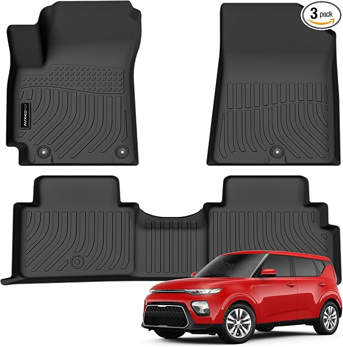 AUXKO All Weather Floor Mat Fit for Kia Soul 2026 2025-2020 TPE Rubber Liners Soul Accessories All Season Guard Odorless Anti-Slip Liner Black