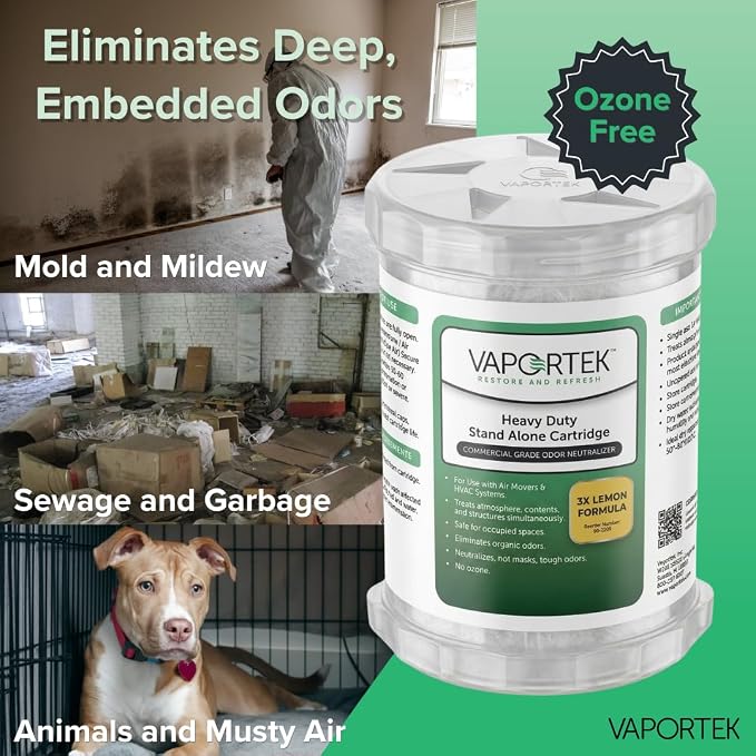 Vaportek Heavy Duty Odor Neutralizer HDSA 2.0, 1-Pack Odor Eliminator & Odor Absorber, Car Deodorizer for Home, Office, Garage & Basement, Long Lasting Odor Removal up to 20,000 Cu Ft, Lemon