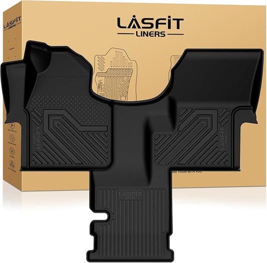 LASFIT Floor Mats for Mercedes Benz & Dodge Sprinter 2500/3500 2007-2018 (Fit for Cargo Van), All Weather TPE Floor Liners Custom Fit Sprinter 2007-2018 Car Mats, 1st Row with Center Aisle Liner
