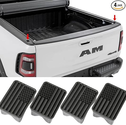 Bed Rail Stake Pocket Covers for Dodge Ram 1500 2019 2020 2021 2022 2023 2024 2025 2026 Truck Accessories Caps Rear Holes Plugs Covers Black 4Pcs