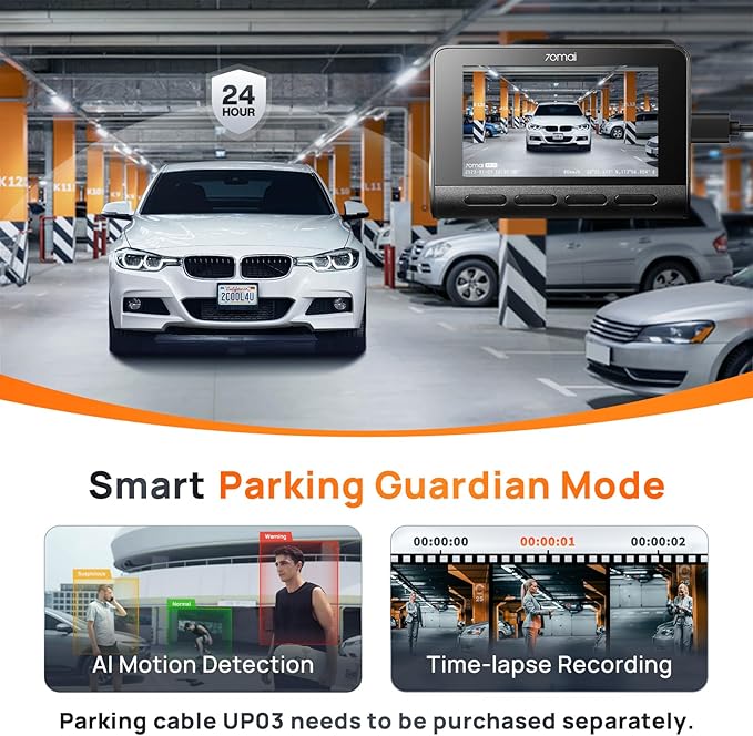 70mai 4K Dash Cam Front and Rear, 4K+1080P Dual STARVIS 2 Car Dash Camera for Cars, 4G LTE Remote Access, AI Motion Detection, WiFi 6, 5 GPS, 24H Parking Mode, HDR Night Vision, Voice Control, ADAS