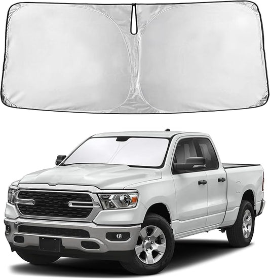 Autovir Windshield Sun Shade Fit for 2019-2024 2025 2026 Dodge RAM 1500 Sun Shade, Front Window Sun Visor, UV Protection, Heat Blocker, Foldable Car Accessories