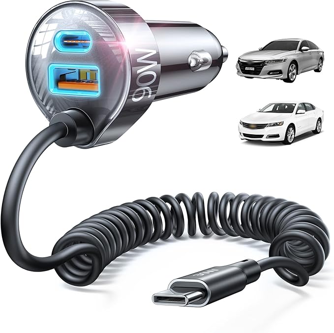 LISEN 90W for iPhone 17 16 15 Pro Max Car Charger USB C Fast Charge,Super Fast for iPhone 17 16 Car Charger USB C Adapter for iPhone 17e 16 15 Pro Max Plus Air,Samsung Galaxy S26 Ultra, Android,90inch
