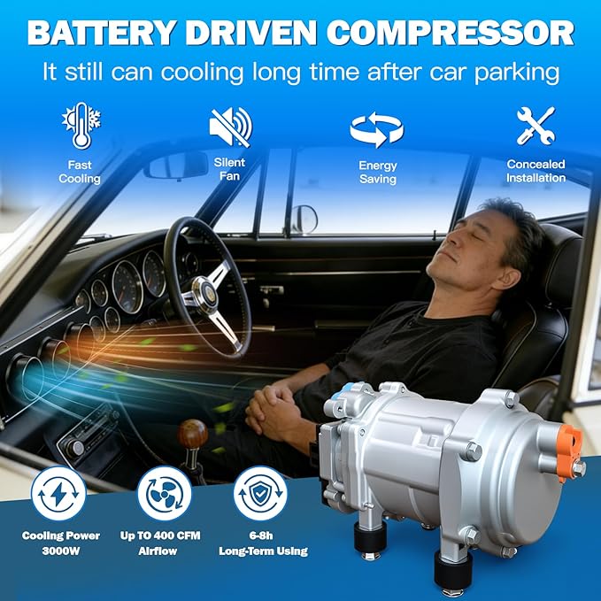 DC 12V AC unit rv underdash air conditioner kit cool & heat fit truck crane cab van vintage car pickup Commercial vehicle Low noise energy-saving universal chassis electric parking air conditioners