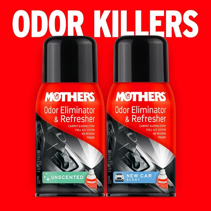 Mothers Odor Eliminator & Refresher, Unscented, 2 oz. Aerosol – Whole-Car Fogger Neutralizes Smoke, Pet, Food & Mildew Odors with CMM® Technology, Freshens Cabin & Vent Ducts (06810)