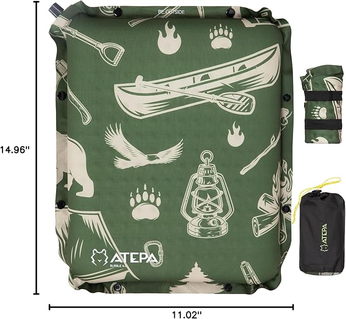ATEPA Inflatable Seat Cushion, Compact Self-Inflating Seat Cushion for Stadium Airplane Air Travel Bleacher Camping, Blow Up Foam Seat Pad for Outdoor Sports Events Backpacking Hiking Sitting