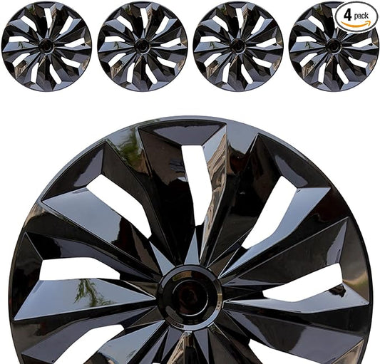 Hubcaps Wheel Cover Replacement R16 Size Hub Cap Universal-Fit Steel Wheel Rim Caps ABS Tire Covers for Most Cars Trucks Sedans SUV -Set of 4（16-inch，Black）