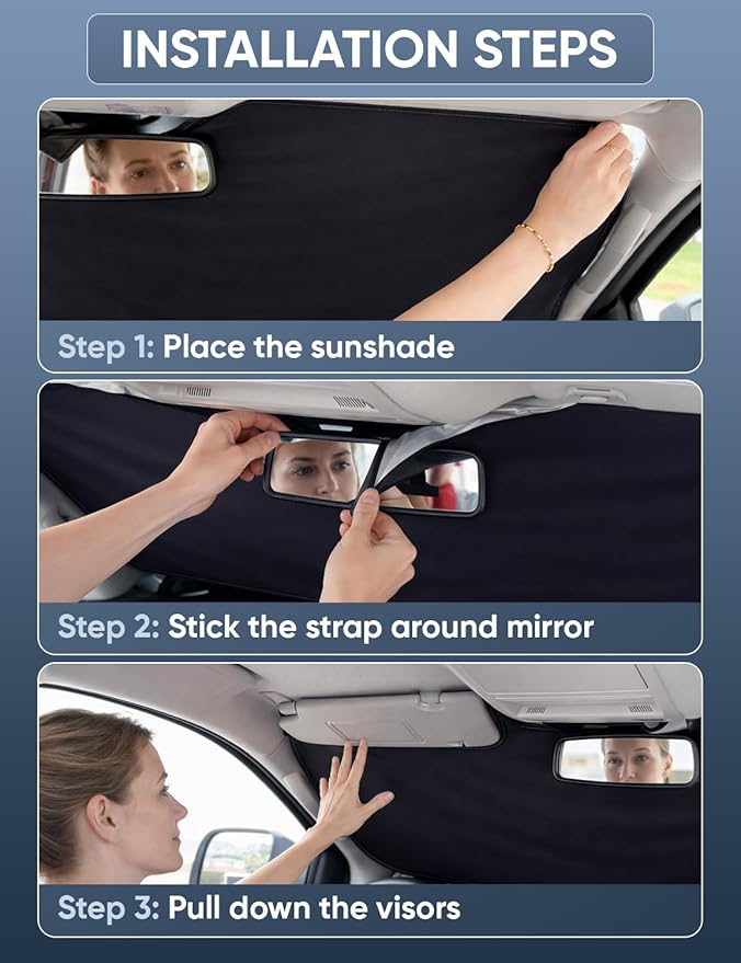 Autovir Windshield Sun Shade Fit for 2021-2024 2025 2026 Ford Bronco Sport Sun Shade, Front Window Sun Visor, UV Protection, Heat Blocker, Foldable Car Accessories
