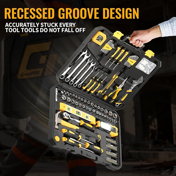 GRENPRO 219PCS Tool Set Tool Kit For Home, Car Motorcycle Automotive Basic Dorm Starter Household Hand Tool Kits, Mechanics Tools Set For Women, Portable Plastic Tool Boxes Organizers And Storage Case