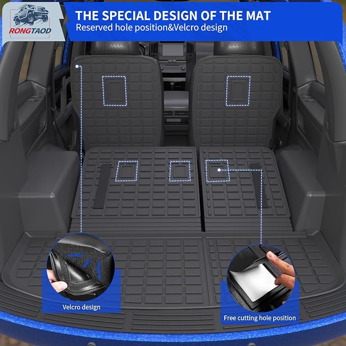 Rongtaod Floor Mats Compatible with 2020-2025 Kia Telluride 7 Seats (Not for 2027) Cargo Liner Back Seat Cover Kick Mat 2024 Telluride Accessories (Floor Mats+Trunk Mat+2nd&3rd Row Backrest Mat)