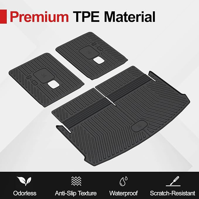 Cargo Mat for 2021-2025 2026 Jeep Grand Cherokee L, All Weather TPE Rear Cargo Liner Trunk Mat with 3rd Row Seatback Cover for Jeep Grand Cherokee L Accessories