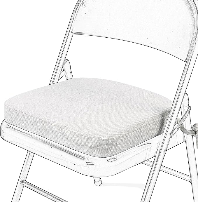 SINOSSO Memory Foam Chair Cushion for Folding Chair 1 Pcs, Thickened 2" Square Kitchen Chair Pad with Ties, Indoor Non-Slip Dining Chair Seat Cushion (1 Piece, Beige-Gray)