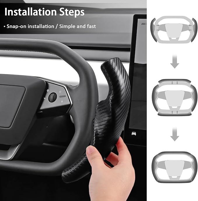 Steering Wheel Cover for Cybertruck Carbon Fiber Steering Wheel Cover Accessories for Tesla Cyber Truck 2023-Present Wheel Caps (Matte Black)