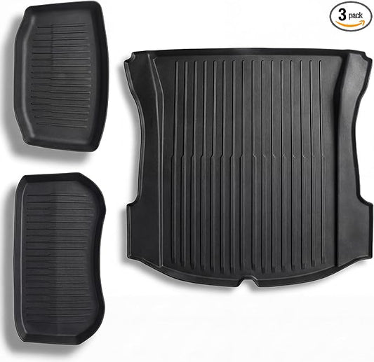 All Weather Cargo Liners for Tesla Model 3 Trunk Mats,Front Frunk and Rear Trunk Tray Mats Protector 2021 2022 2023 Accessories