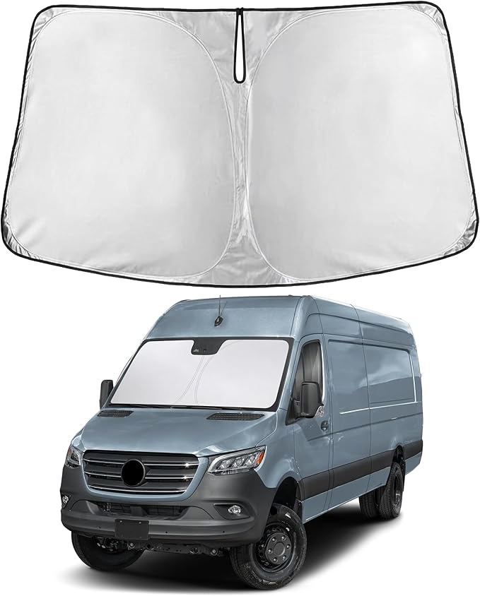 Autovir Windshield Sun Shade Fit for 2007-2024 2025 2026 Mercedes Sprinter Sun Shade, Front Window Sun Visor, UV Protection, Heat Blocker, Foldable Car Accessories