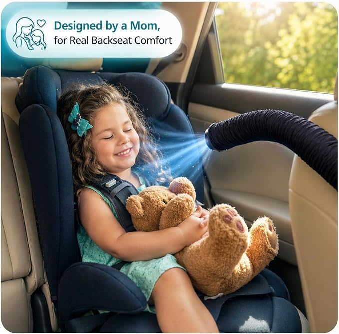 Swanoo Car AC Vent Extender | Air Vent Hose for Backseat | Directs Cool or Hot Air to Kids & Pets | Universal Fit | Extends Up to 10 FT | AC Tube for Baby Car | Back Seat Air Conditioning | BreezyBack