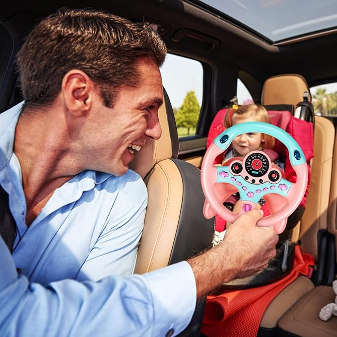 TOYANDONA Kids Steering Wheel Toy with Car Key, Racing Car Steering Wheel with Light and Music, Simulated Driving Racing Game Toy for Kids Boys Girls Aged 3 Years +