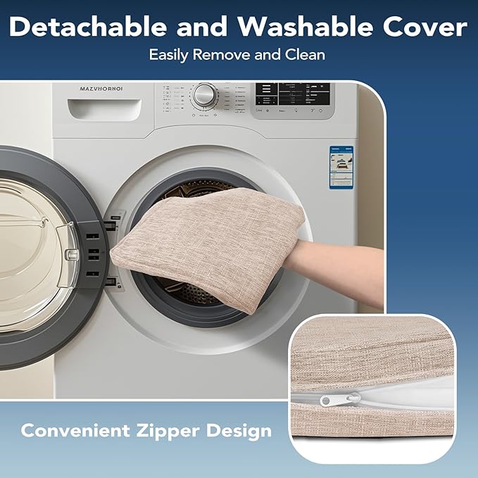 Chair Cushions for Dining Chairs, Non Slip Chair Pads with Ties and Washable Covers, Memory Foam Kitchen Chair Cushions Set of 4, 16"X16"X2.5", Oatmeal Beige