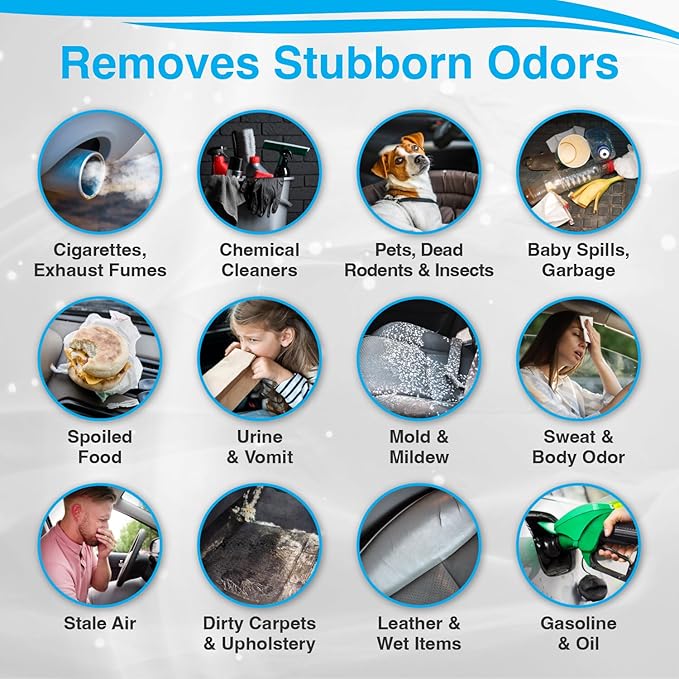 Biocide Systems Auto Shocker Strong Car Odor Eliminator, Eco-Friendly ClO2 Odor Remover for Tough Odors in Vehicle Interiors, Up to 250 Cubic Feet (2-Pack)