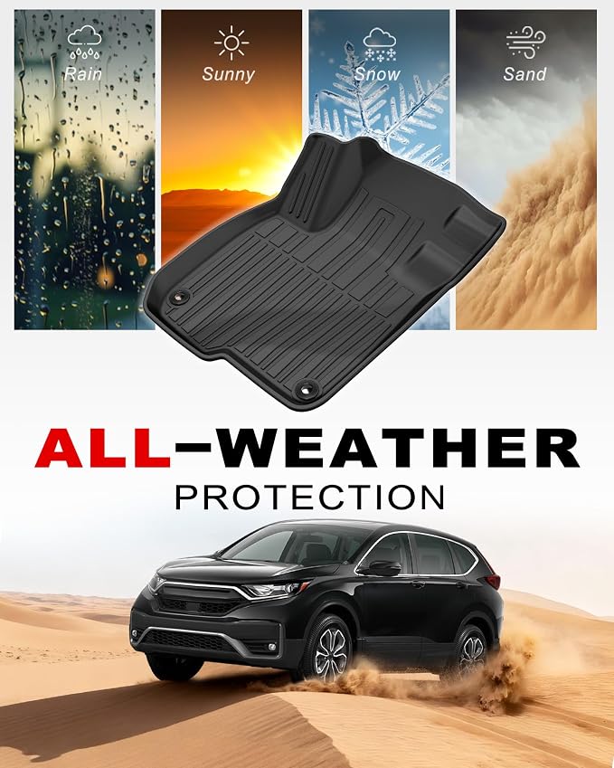 All Weather Floor Mats Fit for 2017-2022 Honda CR-V All Models (Include Hybrid) - Custom Fit TPE Floor Liners Accessories for Honda CRV 1st and 2nd Row Full Set Car Mats