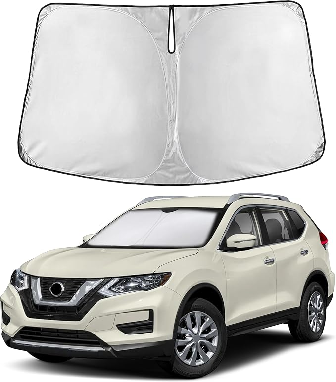 Autovir Windshield Sun Shade Fit for 2014-2018 2019 2020 Nissan Rogue Sun Shade, Front Window Sun Visor, UV Protection, Heat Blocker, Foldable Car Accessories