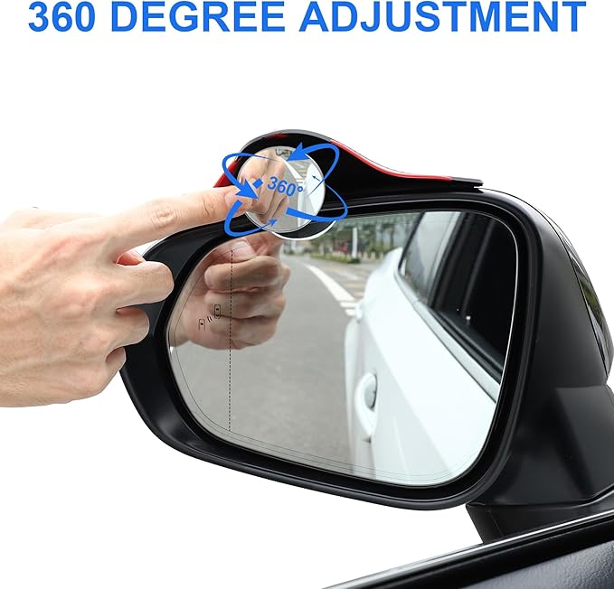 LivTee Car Blind Spot Mirror with Side Mirror Rain Guard 2 Pack, Carbon Fiber 2-in-1 Rear View Rain Mirror Covers, 360 Drgree Adjustable Convex Mirror, Automotive Exterior Accessories