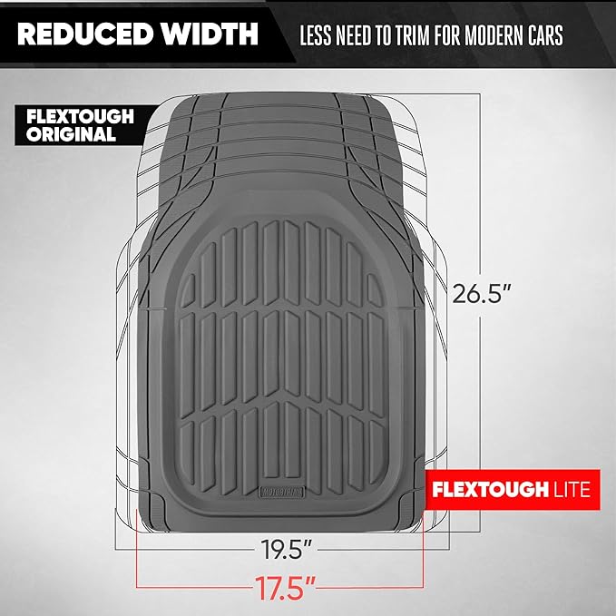 Motor Trend FlexTough LITE Rubber Car Mats Full Set - All Weather Floor Mats for Trucks, Cars & SUVs - Automotive Waterproof Gray Car Floor Mats for Cars Interior Accessories Universal Trim-to-Fit