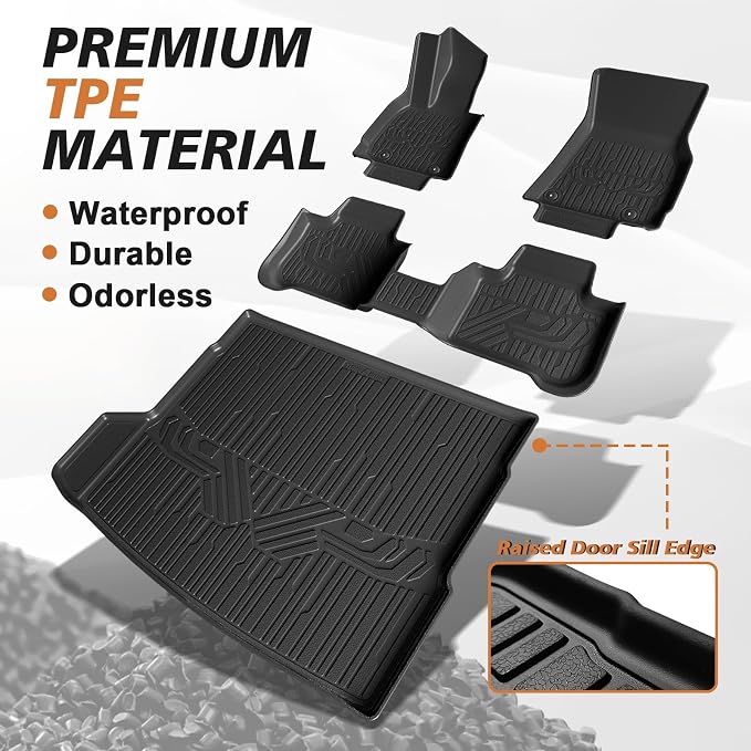 TripleAliners Floor Mats & Trunk Mat All Weather Liners Compatible with 2025 2026 BMW X3 Accessories TPE Cargo Custom Fit Anti-Slip Odorless Full Set Liners Protection(Floor Mats & Trunk Mat)