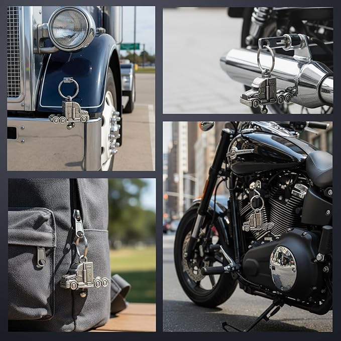 Semi-Truck Bell with Gift Bag - Handcrafted Pewter for Road Safety & Good Luck- Motorcycle Bell Offers Charm & Protection on Every Ride- Carry as a Truck Key Chain for Gifting & Unforgettable Journeys