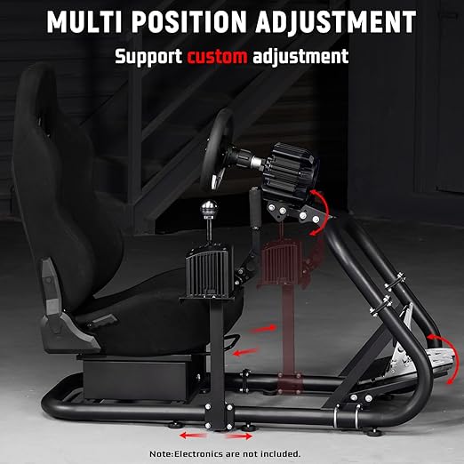 Dardoo Racing Simulator Cockpit Frame with Black Seat Fit for Moza, for Logitech G27 G29 G920 G923, for Thrustmaster, for Fanatec, Adjustable Racing Wheel Stand, Not Included Wheel Pedal and Handbrake