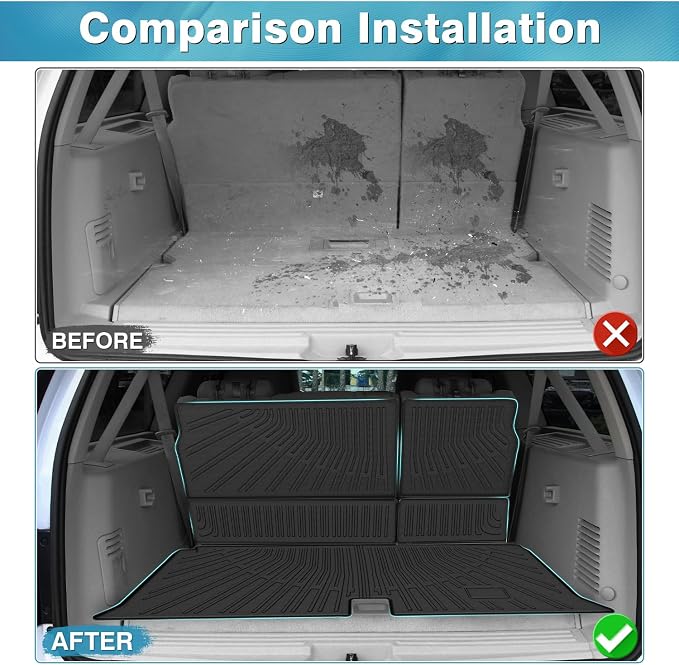 Mixsuper Cargo Liner for Ford Expedition/Lincoln Navigator 2003-2017 (Not fit EL or L Models), All Weather Trunk Mat Backrest Mat TPE Back Seat Cover Protector for Expedition/Navigator Accessories