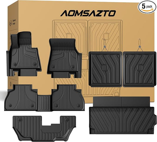 Floor Mats & Cargo Liner & Backrest Mat for BMW X7 2019-2026 (ONLY for 7-Seats, with 2nd Row Bench Seat, Not for 2021-2022 X7 50i / 2025 X7 40i), Custom Fit All Weather Floor Cover Protector for G07
