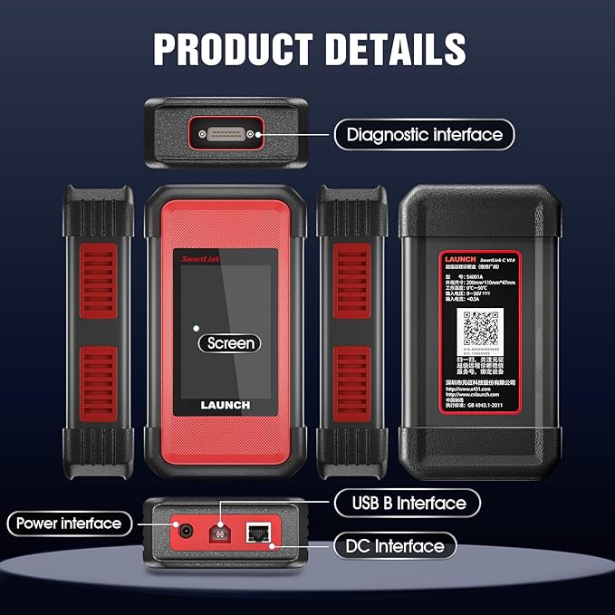 LAUNCH X431 SmartLink C Heavy-Duty Diagnostic Module, Full OBDII Diagnostics, CANFD & DOIP Support, for Cummins, Bosch, Truck & Commercial Vehicle Scanner Compatible with X431 PRO3S+, PRO5 Series