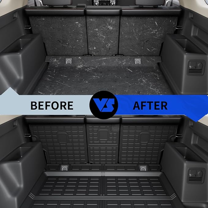 Rongtaod Cargo Mat Compatible with 2010-2024 Toyota 4Runner 5 Seats Trunk Mat Cargo Liner Back Seat Cover Protector 2023 Toyota 4 Runner Accessories (Trunk Mat+Backrest Mats,Fit Without Sliding Tray)
