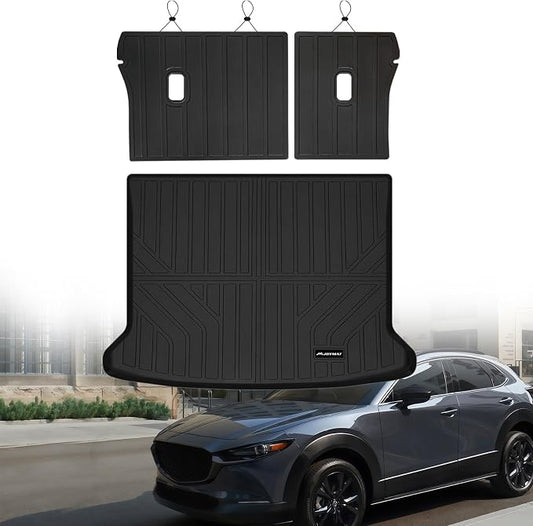 Cargo Mat for 2020-2025 2026 Mazda CX-30 with Backrest Mat,TPE All Weather Protection for CX30 Trunk Mat Covering The Backrest Mat with Velcro Fastener Accessories,Black