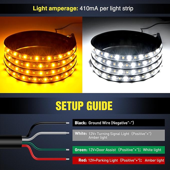 Nilight Truck Running Board Lights 2PCS 60 Inch LED Side Maker White Courtesy Light & Sequential Amber Turn Signal Lighting Strips Kit for Trucks Pickup SUV
