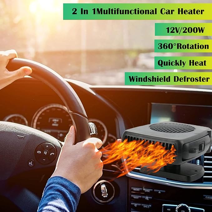 Car Heater,Portable Car Heater for Vehicle, 12V Car Heater Portable, Portable Heater for Car, 360° Rotatable Car Defroster Windshield Heater 12v Car Heater That Plugs Into Cigarette Lighter(black)