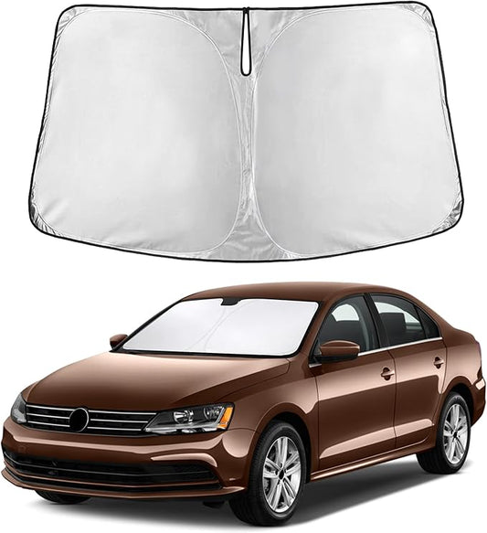 Autovir Windshield Sun Shade Fit for 2011-2016 2017 2018 Volkswagen Jetta Sun Shade, Front Window Sun Visor, UV Protection, Heat Blocker, Foldable Car Accessories