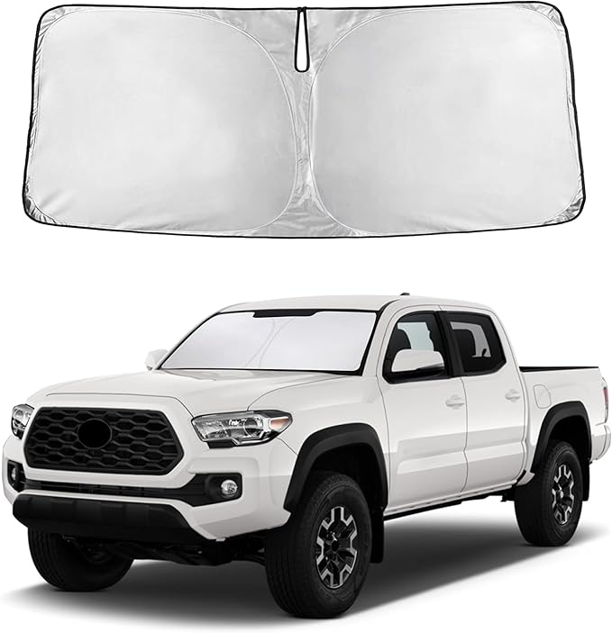 Autovir Windshield Sun Shade Fit for 2016-2021 2022 2023 Toyota Tacoma Sun Shade, Front Window Sun Visor, UV Protection, Heat Blocker, Foldable Car Accessories