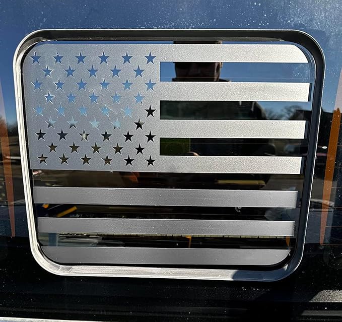 Xinghe for Ford F150 F250 F350 2015-2025, Rear Middle Window American Flag Decals, Matte Black USA Flag Decal for Truck Back Window, for Ford Raptor 2015-2025 Accessories