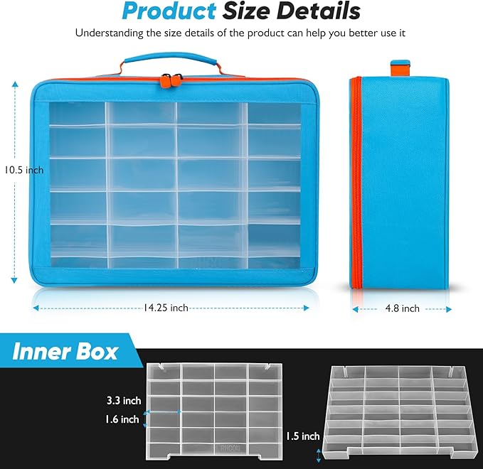 Toy Organizer.72 Compartments.Toy Storage Box Compatible With Hot wheels Cars, Matchbox Cars,Mini Toys and Small Dolls.Toy Storage Display Case With 3 Layers of Removable Trays(Blue)