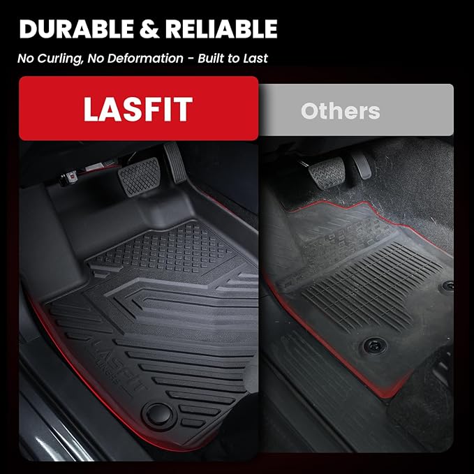 LASFIT Floor Mats for Honda Civic Hybrid Sedan 2025 2026 & Hybrid Hatchback 2025 2026, All Weather TPE Custom Fit Car Floor Liner, 1st & 2nd Row, Black