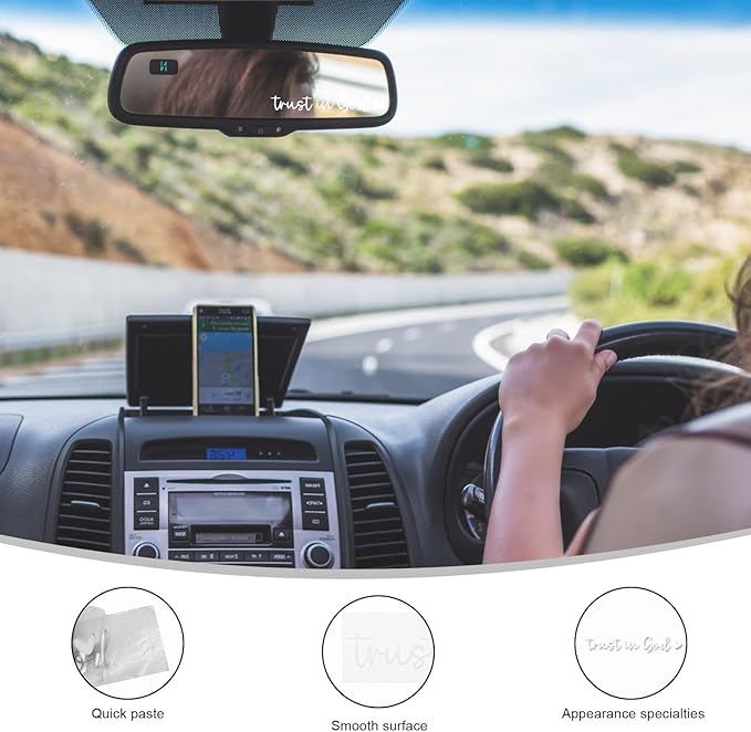 DXNQ 4 PCS Trust in God Rearview Mirror Decals, Automotive Vinyl Rear View Mirror Decorative Stickers, Waterproof Trust in God Stickers for Car Truck Laptop, Car Accessories (White)
