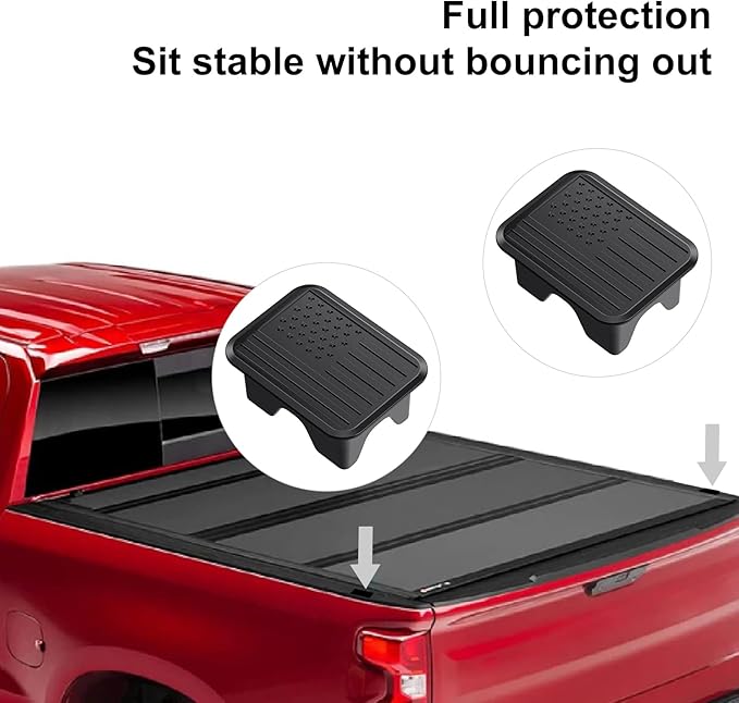 Bed Rail Stake Pocket Covers Compatible with 2019-2026 Dodge Ram 1500 2500, Rear Truck Tonneau Stake Hole Caps Plugs, Weatherproof Snow & Rust Protection Accessories - 2PCS Black Flag