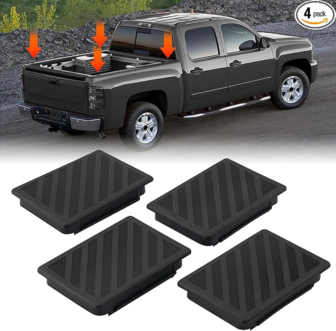 JERBOR 4Pack Silicone Pickup Trucks BedRail Stake Pocket Covers for Chevy Silverado 1999-2014 and GMC Sierra 2010-2014 Truck Bed Rail Stake Pocket Plugs