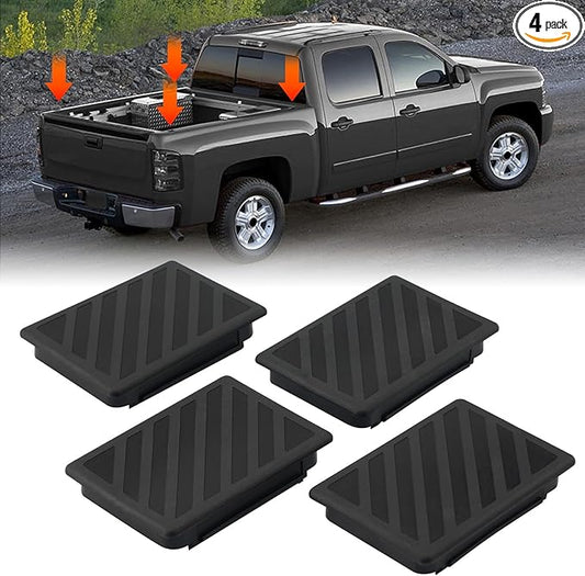 JERBOR 4Pack Silicone Pickup Trucks BedRail Stake Pocket Covers for Chevy Silverado 1999-2014 and GMC Sierra 2010-2014 Truck Bed Rail Stake Pocket Plugs