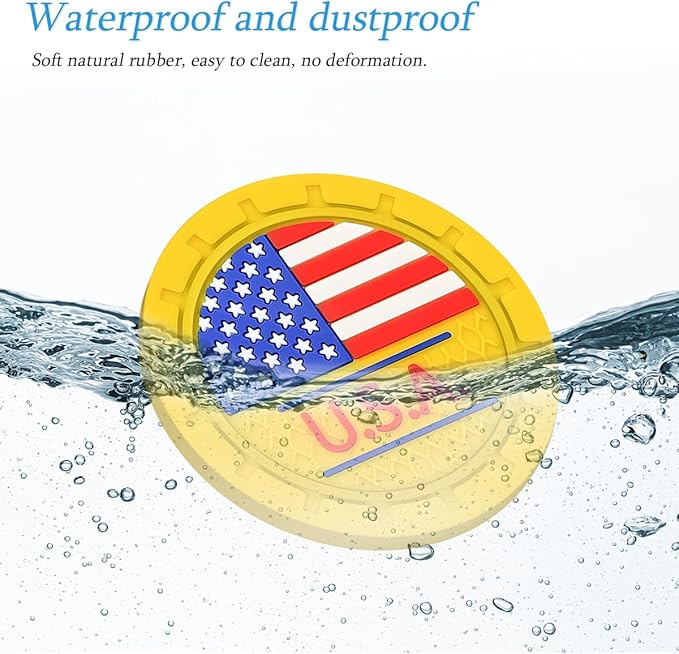 AUCELI 2 Pack Car Cup Holder Coasters, Colored American Flag US Flag Insert Car Cup Coaster, 2.75 Inch Anti Slip Shockproof Embedded Drink Mat, Vehicle Interior Decor Accessories