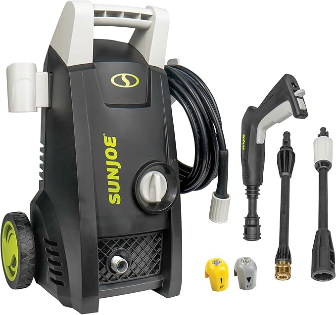 Sun Joe Electric Pressure Washer with 11-Amp Motor and 1.1 GPM, SPX1000 - Portable Water Cleaner with Adjustable Spray Wand for Car, Garden, and Patio Washing and Cleaning